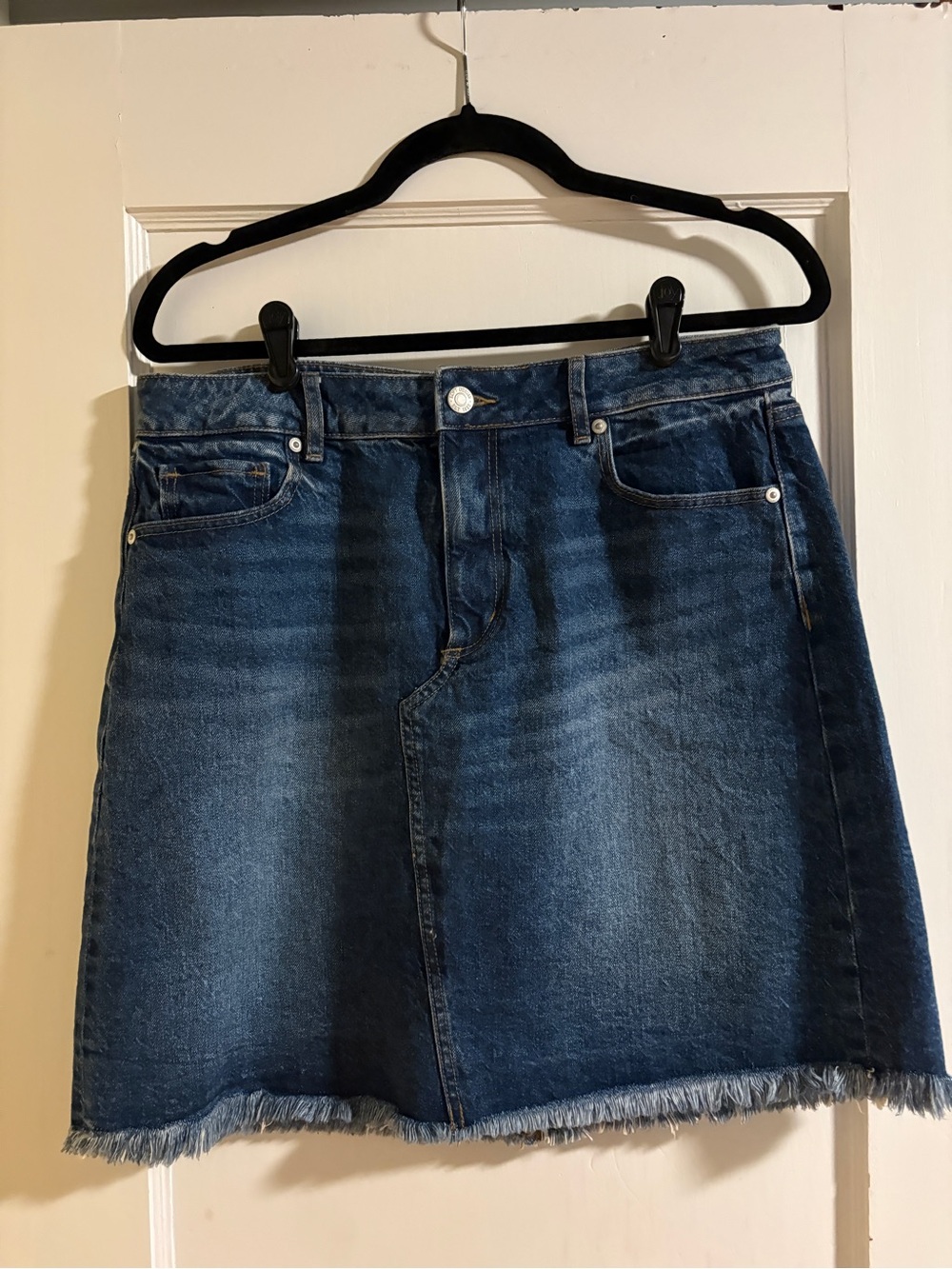 LOFT Dark Blue Denim Mini Skirt